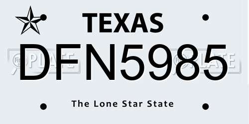 DFN5985 Texas License Plate