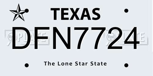 DFN7724 Texas License Plate