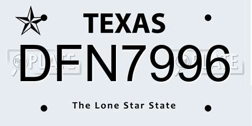 DFN7996 Texas License Plate