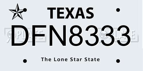 DFN8333 Texas License Plate