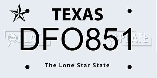 DFO851 Texas License Plate