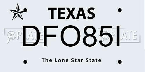 DFO85I Texas License Plate