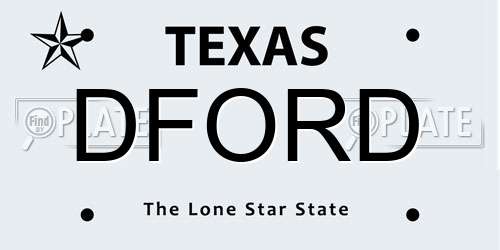 DFORD Texas License Plate