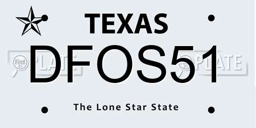 DFOS51 Texas License Plate