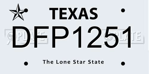 DFP1251 Texas License Plate