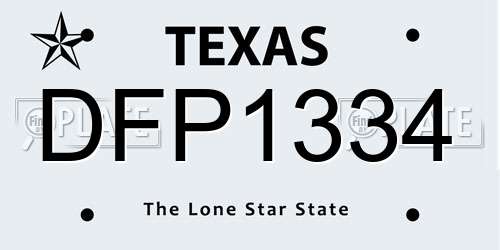 DFP1334 Texas License Plate