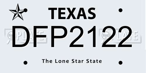 DFP2122 Texas License Plate