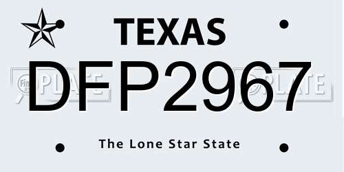 DFP2967 Texas License Plate