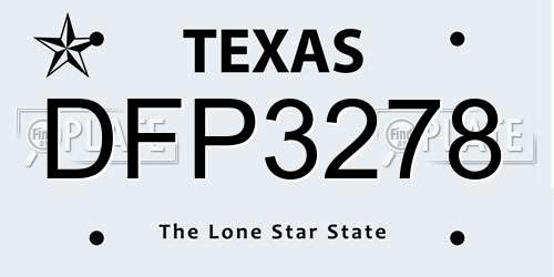 DFP3278 Texas License Plate