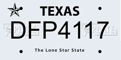 DFP4117 Texas License Plate