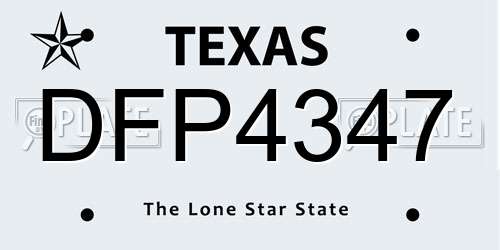 DFP4347 Texas License Plate