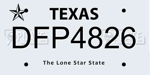 DFP4826 Texas License Plate