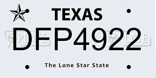 DFP4922 Texas License Plate