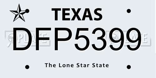 DFP5399 Texas License Plate