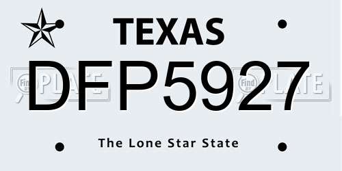DFP5927 Texas License Plate