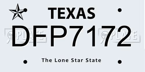 DFP7172 Texas License Plate
