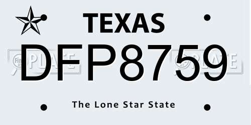 DFP8759 Texas License Plate