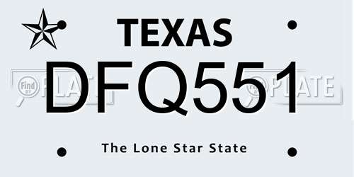 DFQ551 Texas License Plate