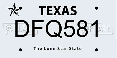 DFQ581 Texas License Plate