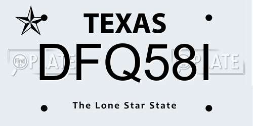 DFQ58I Texas License Plate