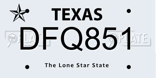 DFQ851 Texas License Plate