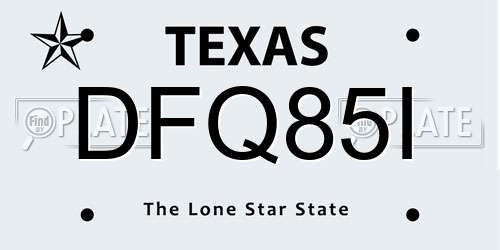 DFQ85I Texas License Plate