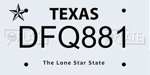 DFQ881 Texas License Plate