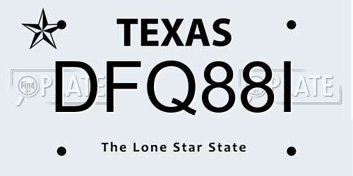 DFQ88I Texas License Plate