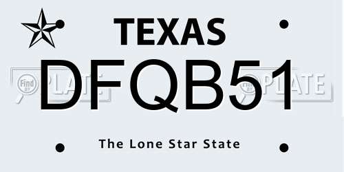DFQB51 Texas License Plate