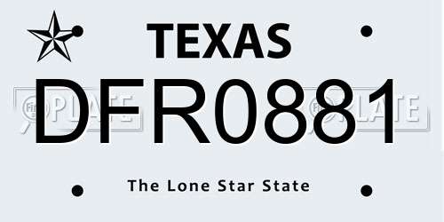 DFR0881 Texas License Plate