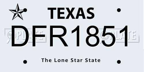 DFR1851 Texas License Plate