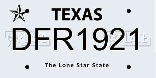 DFR1921 Texas License Plate