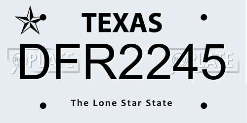 DFR2245 Texas License Plate