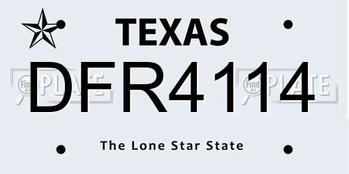 DFR4114 Texas License Plate