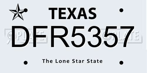 DFR5357 Texas License Plate