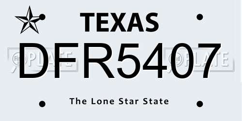 DFR5407 Texas License Plate
