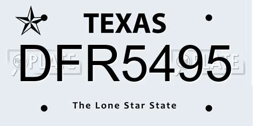 DFR5495 Texas License Plate