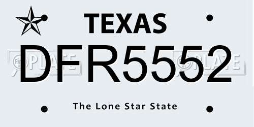 DFR5552 Texas License Plate