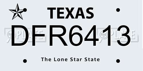 DFR6413 Texas License Plate