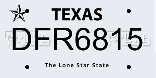 DFR6815 Texas License Plate