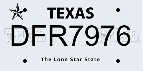 DFR7976 Texas License Plate