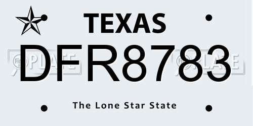 DFR8783 Texas License Plate