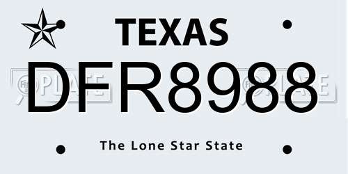 DFR8988 Texas License Plate