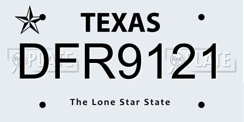 DFR9121 Texas License Plate