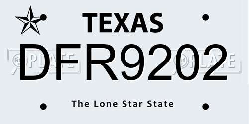 DFR9202 Texas License Plate