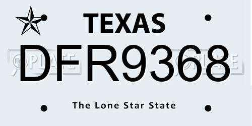 DFR9368 Texas License Plate
