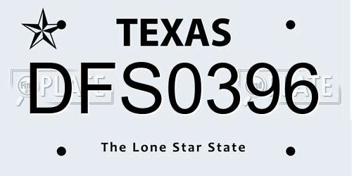 DFS0396 Texas License Plate