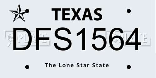 DFS1564 Texas License Plate