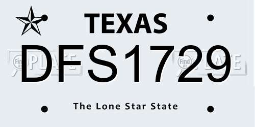 DFS1729 Texas License Plate