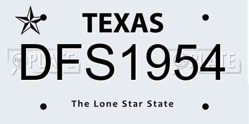 DFS1954 Texas License Plate